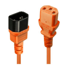 Cable de transmisión Lindy 30475 naranja de 2 metros con acoplador C13 y acoplador C14 incluido. SKU: 30475.