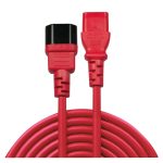 Cable de transmisión de 0,5 metros Lindy con acopladores C14 y C13, colores negro y rojo, SKU 30476
