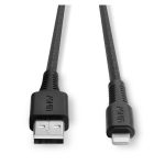 Cable de conector Lightning de 2 metros en color negro marca Lindy, SKU 31292. Ideal para carga y sincronización de dispositivos Apple.