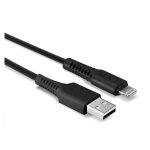 Cable Lightning de 0.5 metros Lindy 31319 en color negro, ideal para cargar y sincronizar dispositivos Apple