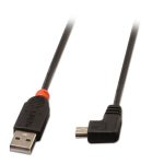 Cable USB 2.0 de 0,5 metros marca Lindy con conector USB A a Mini-USB B en color negro, SKU 31970