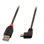Lindy 31972 cable USB 2.0 de 2 metros, con conectores USB A a Mini-USB B en color negro.