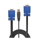 Lindy cable KVM de 3 metros en negro y azul para video, teclado y ratón SKU 32187