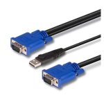 Lindy cable KVM de 3 metros en negro y azul para video, teclado y ratón SKU 32187