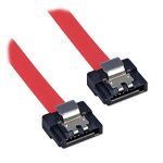 Cable SATA de 0,2 metros en color rojo, modelo Lindy 33559, ideal para conexiones de almacenamiento.