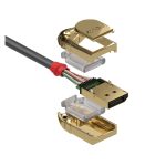 Cable DisplayPort de 15 metros fabricado por Lindy, modelo 36297, con contactos chapados en oro, diseñado para conexiones de alta calidad.
