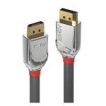 Cable DisplayPort de 3 metros modelo 36303 de Lindy en colores cromo y gris, ideal para conexiones de alta resolución