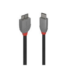 Cable USB 3.2 Gen 1 de 0,5 metros de Lindy, con conectores USB C y Micro-USB B, en color negro. SKU 36620.