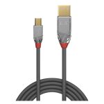 Cable USB 2.0 de 5 metros de la marca Lindy, modelo con conectores USB A a Mini-USB B, SKU 36634, en color gris.