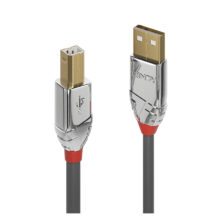 Cable USB marca Lindy, modelo 36643, de 3 metros, con conexión USB A a USB B en color gris