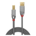 Cable USB 2.0 de 7.5 metros marca Lindy, color Gris, con conectores USB A y USB B, SKU 36645