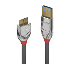Cable USB de la marca Lindy con especificaciones USB 3.2 Gen 1 y conector Micro-USB B, longitud de 0,5 metros, color gris, SKU 36656