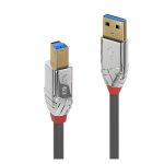 Cable USB marca Lindy, modelo 36664, USB 3.2 Gen 1 (3.1 Gen 1) de 5 metros, con conector USB A a USB B, color gris.