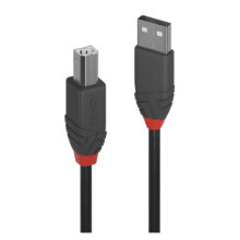 Imagen del Lindy cable USB 2.0 de 7.5 metros, color negro, con conectores USB A y USB B, SKU 36676
