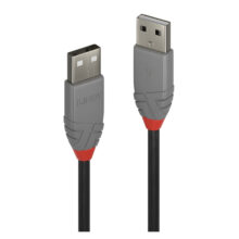 Cable USB Lindy 36693, conexión USB 2.0, longitud de 2 metros, con conectores USB A en colores Negro, Verde y Rojo.