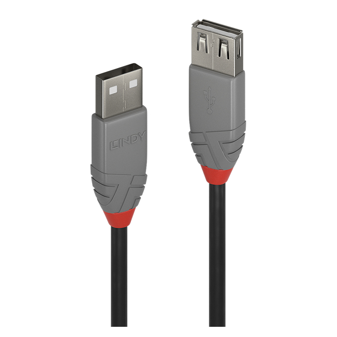 Lindy Cable USB 2.0 de 0.5m en Negro y Gris Lindy 36701 cable USB 2.0 de 0.5 metros con conector USB A en colores negro y gris