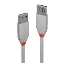 Imagen del cable Lindy 36712 USB 2.0 de 1 metro, color gris. SKU: 36712