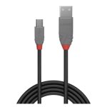 Cable Lindy 36721 USB 2.0 de 0,5 metros con conectores USB A a Mini-USB B en colores negro y gris