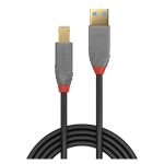Cable USB Lindy 36742, USB 3.2 Gen 1 de 2 metros, conexiones USB A a USB B en color negro y gris