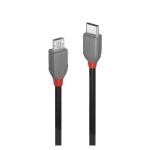 Lindy cable USB 2.0 de color negro y gris, 0,5 metros, conector USB C a Micro-USB B, SKU 36890