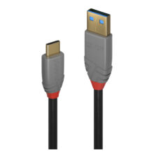 Cable de la marca Lindy, modelo 36910; con una longitud de 0,5 metros, conexión USB-C a USB-A y en colores negro y gris