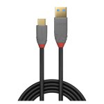 Cable de la marca Lindy, modelo 36910; con una longitud de 0,5 metros, conexión USB-C a USB-A y en colores negro y gris