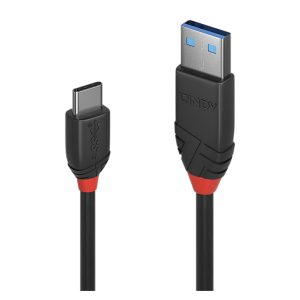 Cable USB Lindy 36917 de 1,5 metros, USB 3.2 Gen 1 con conectores USB A y USB C en color negro