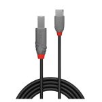 Lindy Cable USB 2.0 de 1 metro con conectores USB-C a USB-B, en color negro, SKU 36941. Ideal para transferencias de datos eficientes.