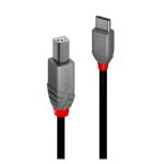 Cable USB 2.0 de 2 metros de Lindy con conector USB C a USB B. SKU: 36942. Color negro.