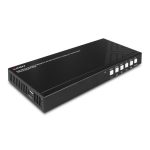 Extensor de audio y video marca Lindy, modelo 38338, diseñado para transmitir señales AV en color negro. Ideal para cableado.