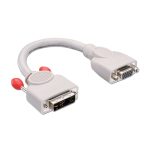 Adaptador de cable de vídeo Lindy de 0,2 metros en color gris, tipo DVI-A a VGA, SKU 41222