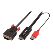 Adaptador de cable de vídeo Lindy de 2 metros, HDMI a VGA (D-Sub) en color negro. SKU: 41456
