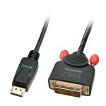 Adaptador de cable de vídeo Lindy de 0,5 metros con conector DisplayPort a DVI-D en color negro, SKU 41489