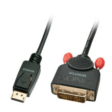Adaptador de cable de vídeo Lindy de 0,5 metros con conector DisplayPort a DVI-D en color negro, SKU 41489