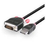 Imagen del adaptador de cable de vídeo de 5 metros, modelo Lindy 41493, que convierte de DVI-D a DisplayPort en color negro.