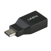 Imagen del cambiador de género para cable USB 3.1-C a USB 3.1-A de Lindy en color negro, modelo 41899