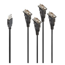 Cable de serie Lindy, negro, 0,94 metros, con conector USB tipo A y DB-9. SKU 42675
