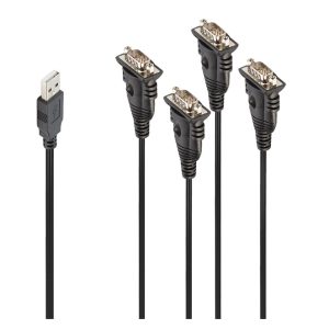 Cable de serie Lindy, negro, 0,94 metros, con conector USB tipo A y DB-9. SKU 42675