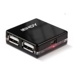 Lindy 42742 hub de interfaz USB con velocidad de 480 Mbit/s en color negro
