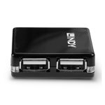 Lindy 42742 hub de interfaz USB con velocidad de 480 Mbit/s en color negro