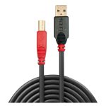 Cable USB 2.0 de 15 metros con conectores USB A y USB B, de color negro y rojo, Lindy 42762