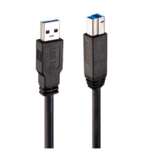 Lindy cable USB 3.2 Gen 1 de 10 metros con conectores USB A y USB B en color negro, SKU 43098