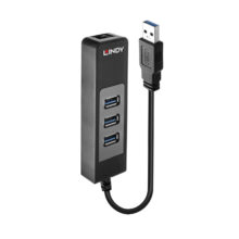 Lindy 43176 hub de interfaz USB 3.2 Gen 1 (3.1 Gen 1) Type-A 5000 Mbit/s en color negro, SKU 43176
