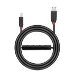 Cable USB Lindy 43227 de 10 metros USB 3.2 Gen 1, color negro, con conectores USB A y USB B