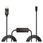 Adaptador de video Lindy 43305 de 5 metros, USB Tipo C a DisplayPort en color negro