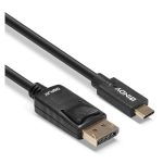 Adaptador de video Lindy 43305 de 5 metros, USB Tipo C a DisplayPort en color negro