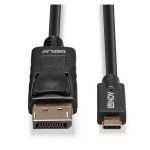 Adaptador de video Lindy 43305 de 5 metros, USB Tipo C a DisplayPort en color negro