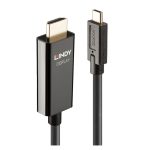Adaptador de cable de vídeo Lindy, 10 metros, USB Tipo C a HDMI tipo A, color negro. SKU: 43317