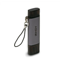 Lector de tarjeta USB 3.2 Gen 1 de Lindy con conectores Type-A y Type-C en colores negro y gris, SKU 43335.