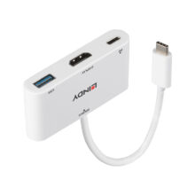 Imagen del adaptador gráfico USB Lindy 43340, blanco, con soporte para resolución 3840 x 2160 pixeles
